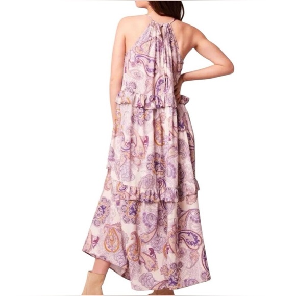 Band of Gypsies Band of the Free Paisley Print Maxi Dress Purple Ivory XS - Picture 3 of 4